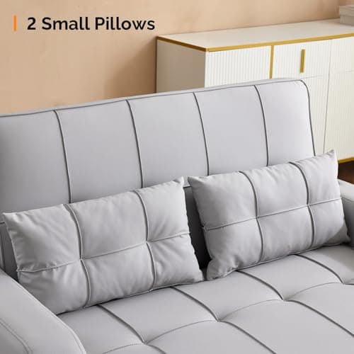 Vingli Light Grey Futon Sofa Bed with USB Ports Armrest