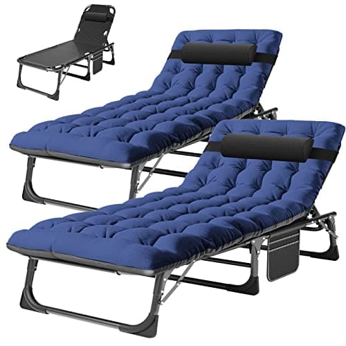 ABORON Heavy Duty Outdoor 5-Position Folding Lounge Chair with Pad