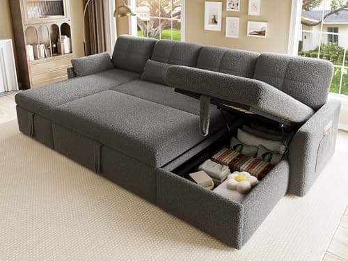YITAHOME 86" Sleeper Sofa, Convertible 2-in-1 Pull-Out Couch Bed with Storage, Grey