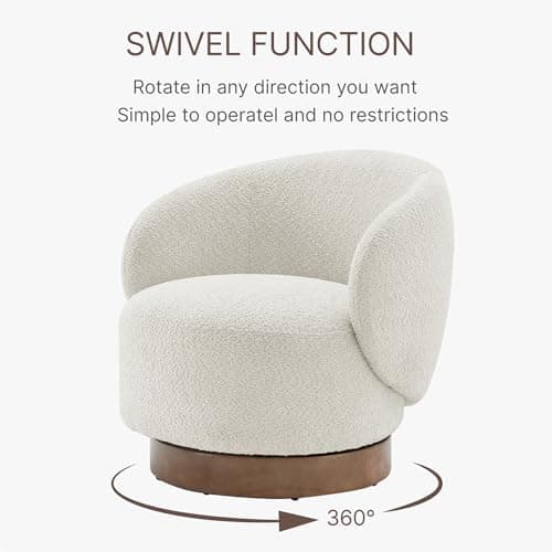 Cream Upholstered Swivel Armchair for Living Room & Bedroom