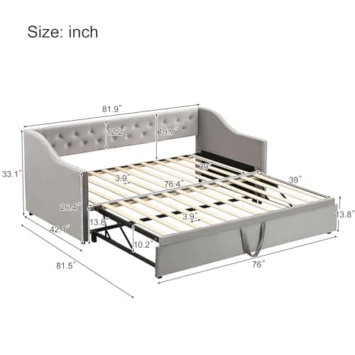 Twin Size Pop-Up Daybed with Extendable Frame (Gray)