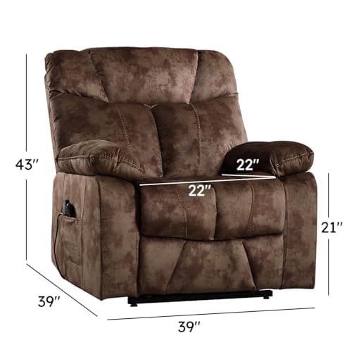 CANMOV Dual Motor Power Lift Recliner with Massage & Heat, Brown