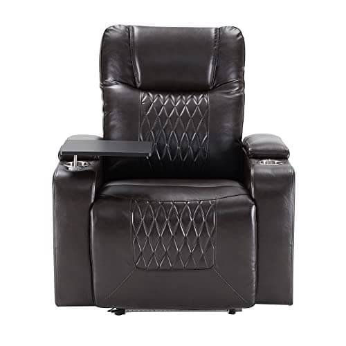 Merax Brown Electric Gaming Recliner Chair with USB Port and Ambient Lighting Home Theater Seating