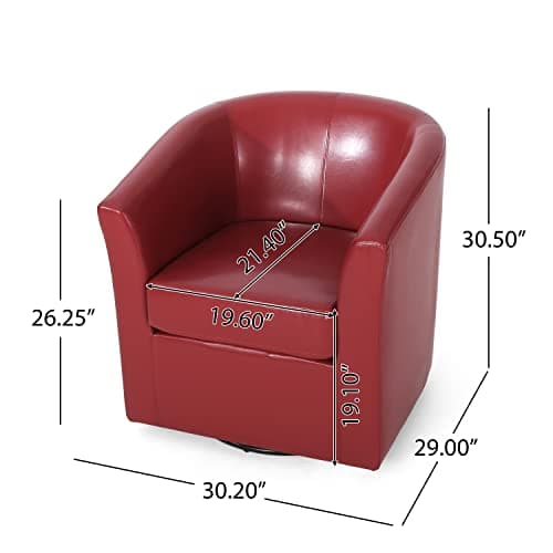Christopher Knight Home Red Daymian PU Swivel Club Chair 29Dx30Wx30.25H