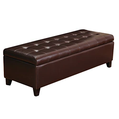 Storage Ottoman Bench - 51 Inch Leather Tufted End of Bed Bench, Bedroom Living Room