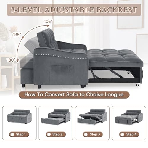 Convertible Sleeper Sofa Bed with USB&Type-C Charging Ports