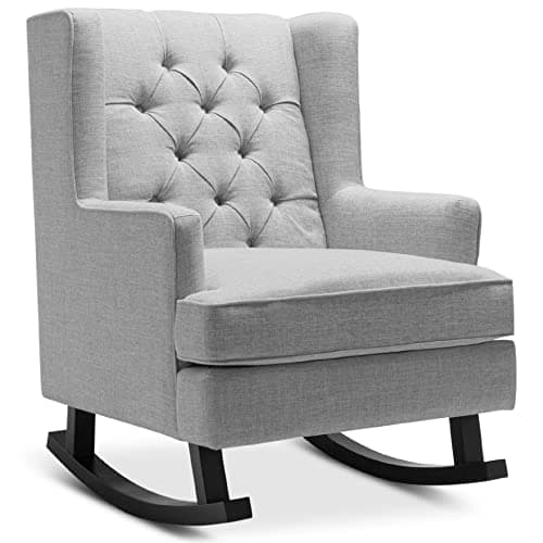 Best Choice Products Gray Tufted Velvet Wingback Rocking Chair for Living Room & Nursery