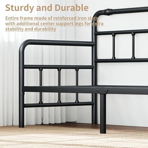 Classic Headboard Twin Daybed with Metal Slats Support for Living Room & Guest Room