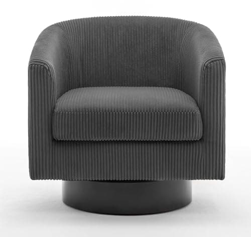 Modern Cream UIXE PU Leather Swivel Barrel Club Chair Set (2)