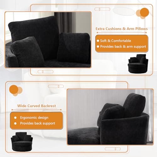 Set of 2 Modern Swivel Barrel Chairs for Nursery, Living Room, Bedroom