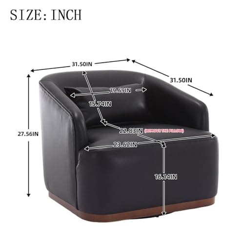 Mid Century Modern Black PU Leather Swivel Chair for Living Room, Office
