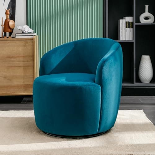 KIVENJAJA Teddy Sherpa Swivel Chair, Ivory, Modern Nursery Living Room Armchair