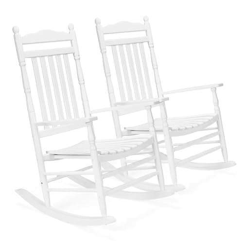 VINGLI Outdoor Wood Rocking Chair, Black, 450 lbs Capacity