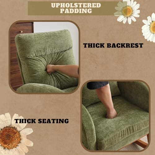 VINGLI Thick Headrest Mid-Century Modern Nursing Rocking Chair