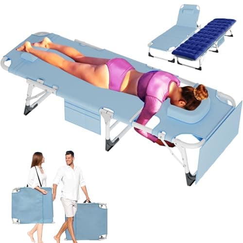 ABORON Heavy Duty Outdoor 5-Position Folding Lounge Chair with Pad