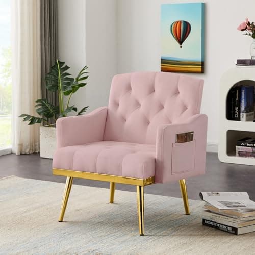 Beige Velvet Loveseat with Gold Legs, 55-inch Tufted Backrest Living Room Couch