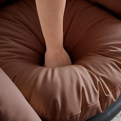 Black+Brown Swivel Accent Chair with Detachable Cushion
