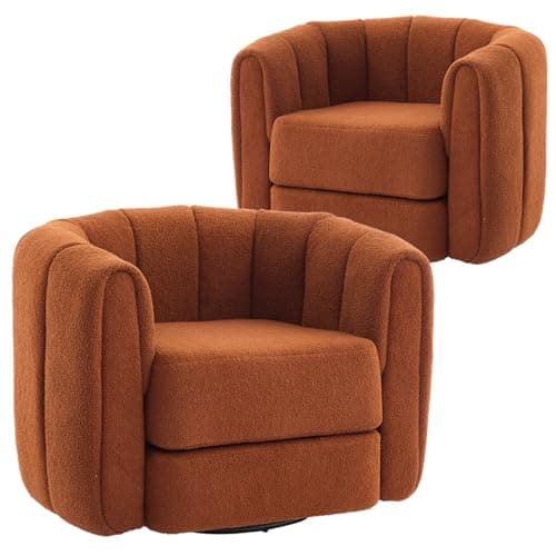Modern White Swivel Barrel Chair Set of 2 for Living Room or Bedroom