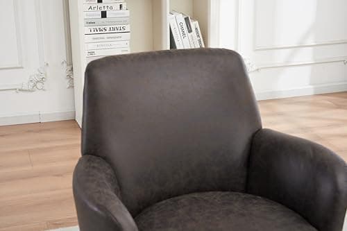 Brown PU Leather Swivel Barrel Chair for Comfort and Support