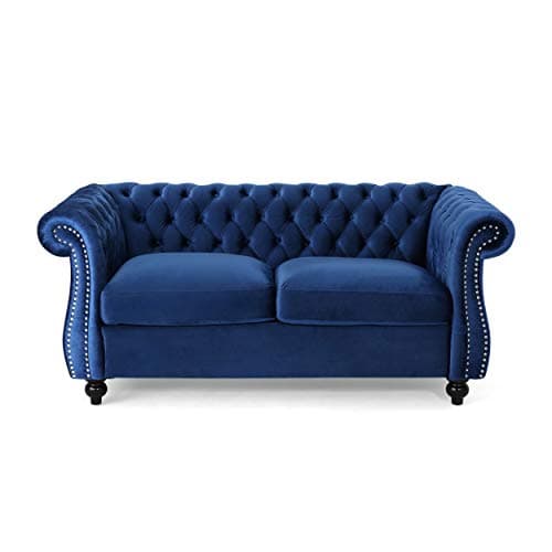 Christopher Knight Home Traditional Chesterfield Loveseat Sofa, Beige & Dark Brown