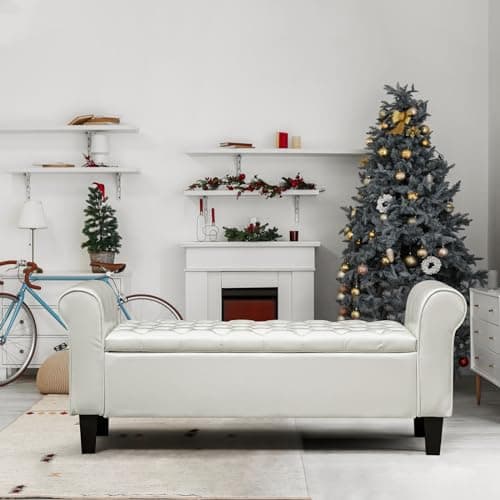 Leather Upholstered Ottoman with Storage for Living Room