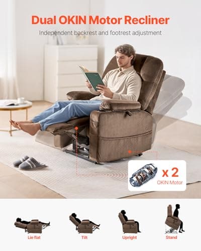 VEVOR Electric Recliner Chair with Heat & Massage (Brown, Large)