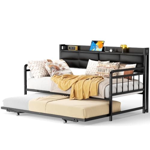 Homieasy Twin Daybed with Trundle and Charging Station