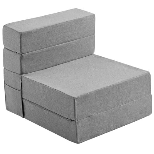 JKMAX Dark Grey Queen Size 4-in-1 Sleeper Chair Bed - Memory Foam Futon Couch
