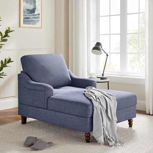 Beige White Adjustable Backrest Chaise Lounge Chair with Armrests
