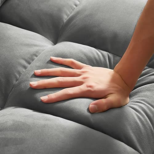 Modern Grey Velvet Sleeper Sofa with Pull Out Bed for Small Spaces