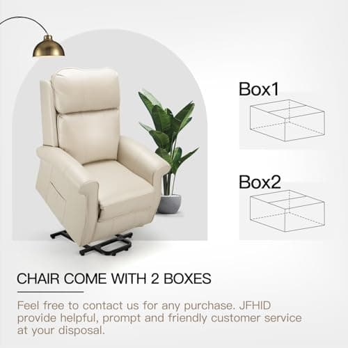 Esright Cream White Electric Power Lift Recliner Chair for Elderly with Side Pocket & Remote Control