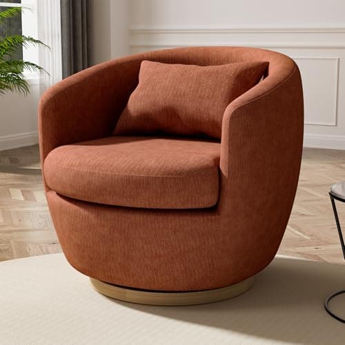 Orange Barrel Modern Fabric Swivel Accent Chair, 360 Degree Rotating Living Room, Bedroom, Office Chair