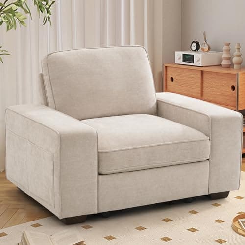TEKAMON 45" Oversized Accent Chair with Storage & Wide Armrests