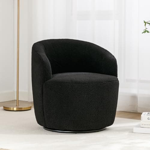 KIVENJAJA Teddy Sherpa Swivel Chair, Ivory, Modern Nursery Living Room Armchair