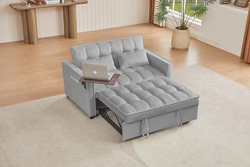 65'' 3-in-1 Folding Convertible Sofa Bed, Grey