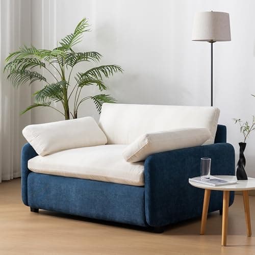 Oversized Blue Gray 55" Chaise Lounger with Chenille Fabric & Charging Station
