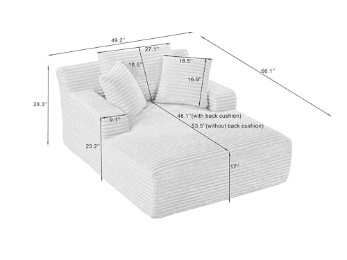 Cozy Cloud Chaise Lounge Chair for Living Room, 49.2 Wide
