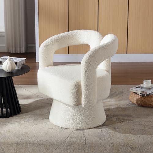 Modern Swivel Accent Chair - Beige, Mid-Century Inspired Living Room Chair
