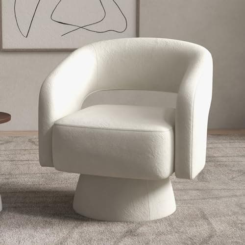 Bonzy Home Beige Swivel Barrel Chair, Set of 2 Velvet Accent Armchair