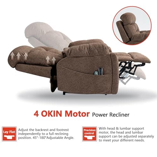 OKIN Motor Power Lift Recliner Chair with Heat Massage and Adjustable Support for Elderly Adults