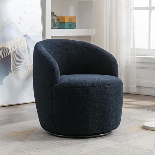 KIVENJAJA Teddy Sherpa Swivel Chair, Ivory, Modern Nursery Living Room Armchair