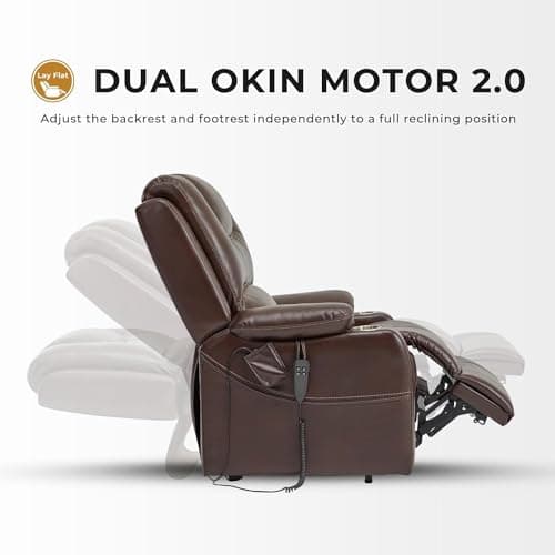 Large Power Lift Recliner Chair for Elderly with Heat Massage Electric Lift and Cup Holder
