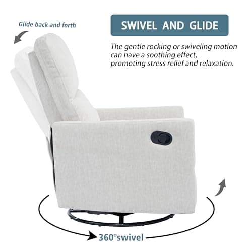 Beige Reclining Rocking Chair for Adults & Nursery Living Room Bed
