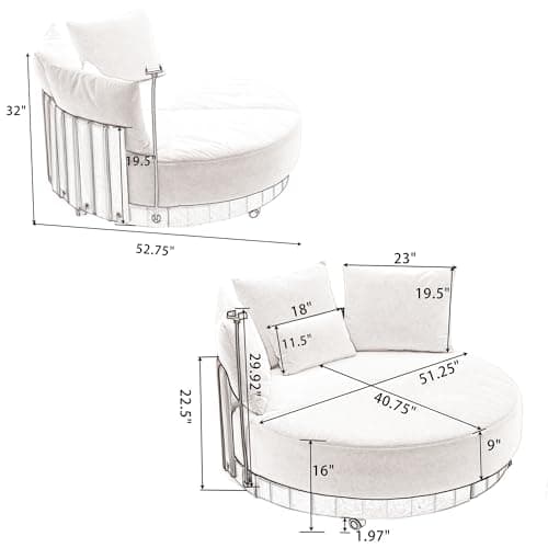 Beige 52.75" Oversized Rotating Swivel Chair with Phone Stand