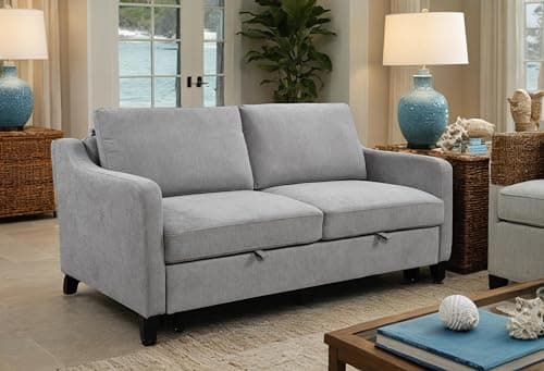 69" Queen Size Grey Convertible Sofa Bed with Adjustable Backrest
