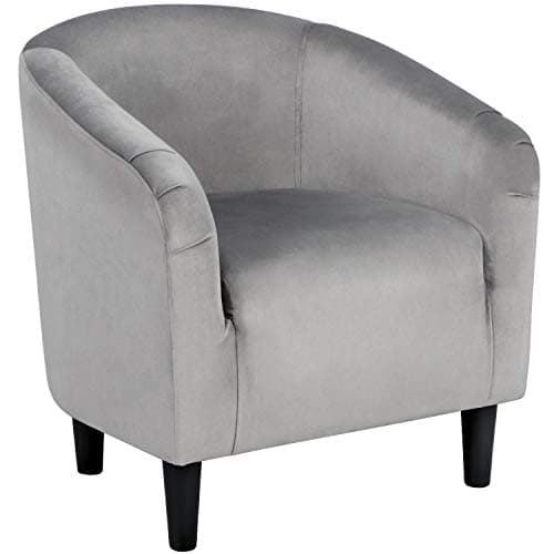 Yaheetech Grey Velvet Living Room Chair with Armrest and Low Back
