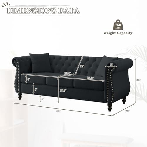 JEEOHEY Chesterfield Sofa Set,2 Pieces Button Tufted Velvet Couch
