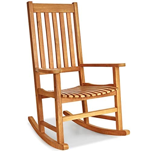 Giantex Natural Acacia Wood Rocking Chair for Garden and Patio