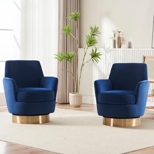Set of 2 Modern Teddy Upholstered Swivel Chairs for Living Room, White