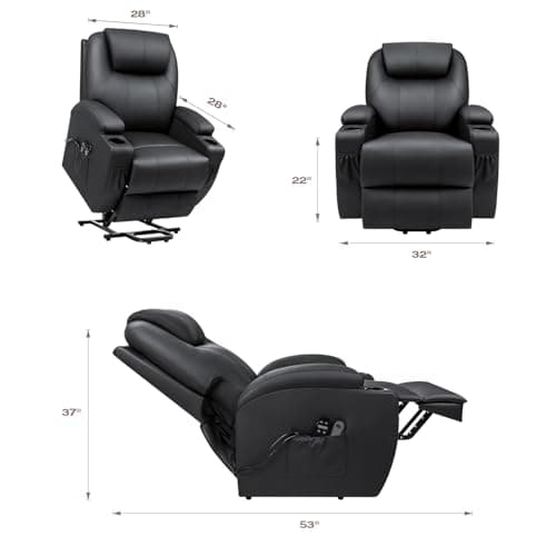 VICTONE Elderly Electric Power Lift Recliner Chair for Living Room with Massage, Side Pockets and Cup Holders